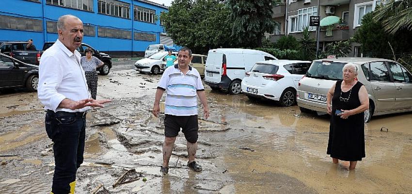 Mudanya Belediyesi Ekiplerinden Sel Sonrası Anında Müdahale