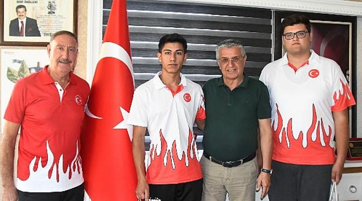 Milli sporcu Mikail Şen’den başkan Topaloğlu’na ziyaret